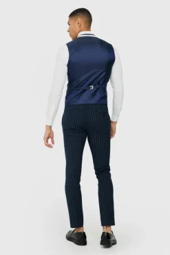Skinny Navy Pinstripe Waistcoat