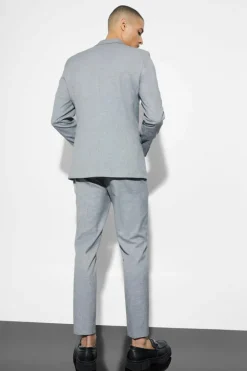 Skinny Single Breasted Linen Suit Jacket