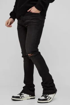 Skinny Stacked Flared Ripped Knee Jeans