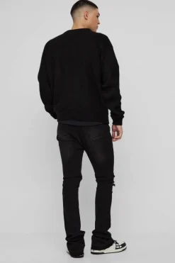 Skinny Stacked Flared Ripped Knee Jeans