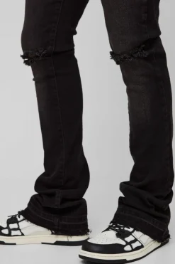 Skinny Stacked Flared Ripped Knee Jeans