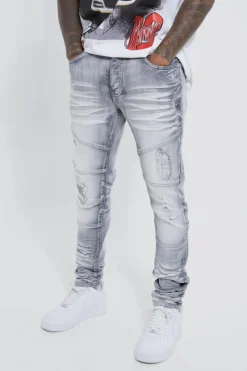 Skinny Stretch Heavy Bleached Ripped Jean