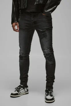Skinny Stretch Stacked Biker Rip & Repair Jeans
