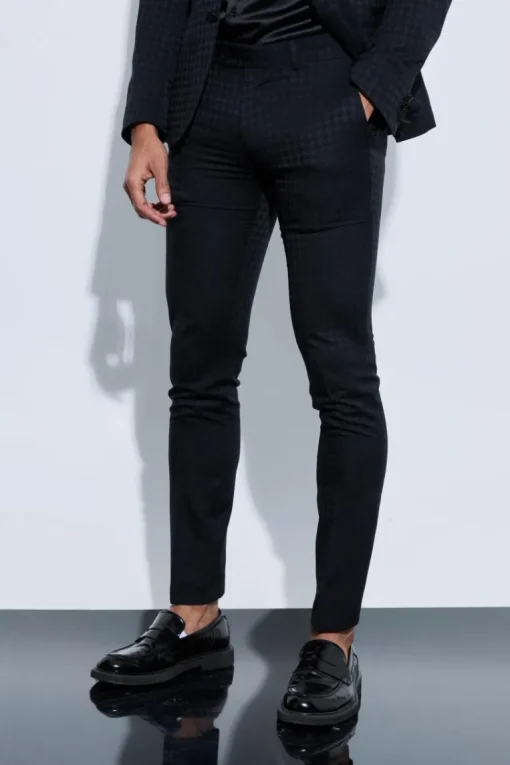 Skinny Tonal Houndstooth Trouser