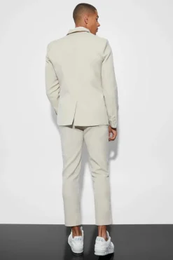 Slim Double Breasted Texture Suit Jacket
