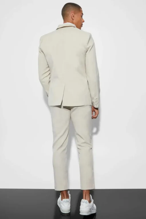 Slim Double Breasted Texture Suit Jacket