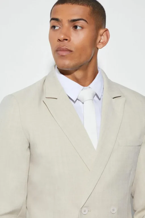 Slim Double Breasted Texture Suit Jacket
