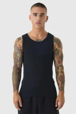 Slim Fit Branded Ribbed Vest
