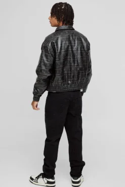 Slim Fit Cross Embossed Jeans