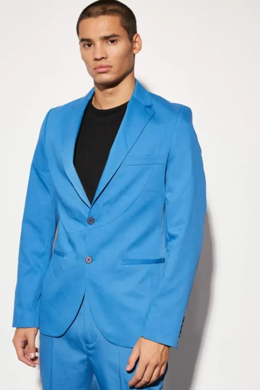 Slim Fit Curved Seam Detail Suit Jacket
