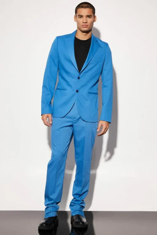 Slim Fit Curved Seam Detail Suit Jacket