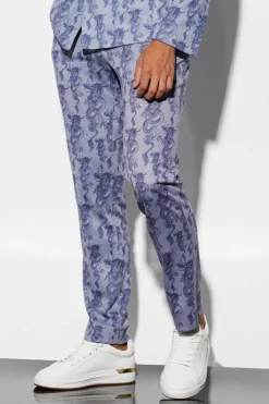 Slim Fit Dragon Printed Wrap Suit