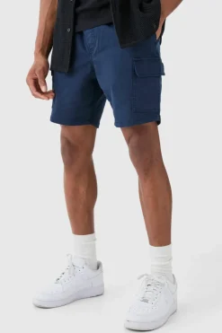 Slim Fit Elasticated Waist Cargo Shorts