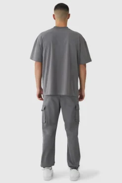 Slim Fit Elasticated Waist Woven Tab Cuffed Cargo Trousers