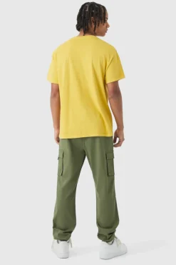 Slim Fit Elasticated Waist Woven Tab Cuffed Cargo Trousers