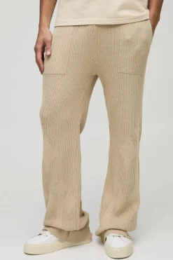 Slim Fit Flared Ribbed Cross Knitted Jogger