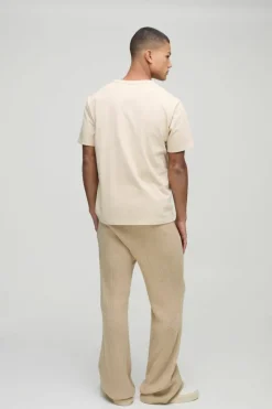 Slim Fit Flared Ribbed Cross Knitted Jogger