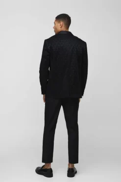 Slim Fit Flock Velour Blazer & Trouser