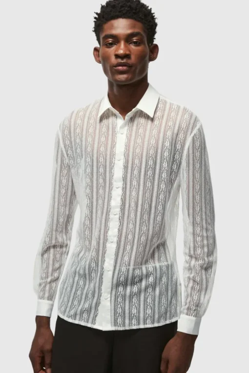 Slim Fit Long Sleeve Lace Shirt