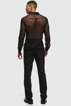 Slim Fit Long Sleeve Lace Shirt