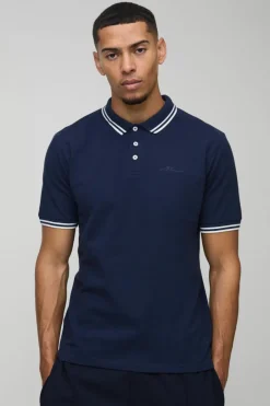 Slim Fit Man Signature Tipped Pique Polo