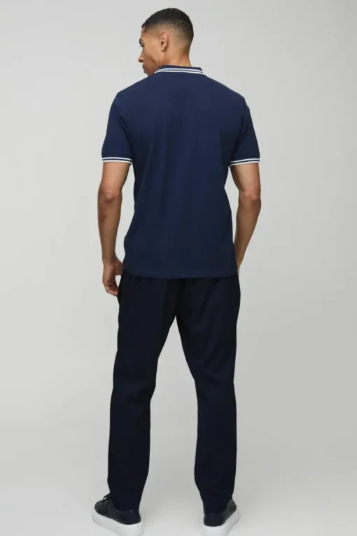 Slim Fit Man Signature Tipped Pique Polo