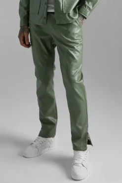 Slim Fit Pu Trousers