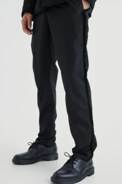 Slim Fit Smart Trousers With Distressing