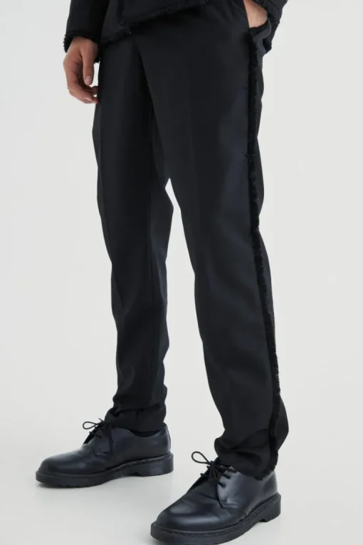 Slim Fit Smart Trousers With Distressing