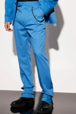 Slim Fit Split Hem Suit with Chain
