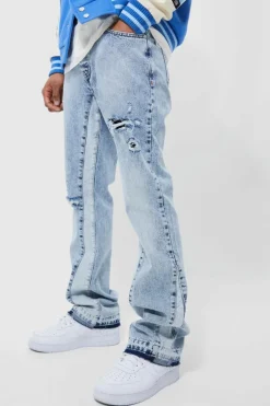 Slim Flare Distressed Gusset Panel Jeans
