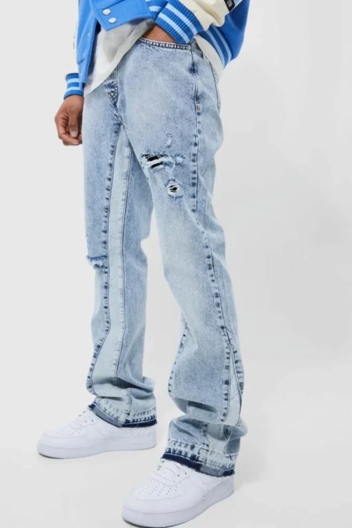 Slim Flare Distressed Gusset Panel Jeans