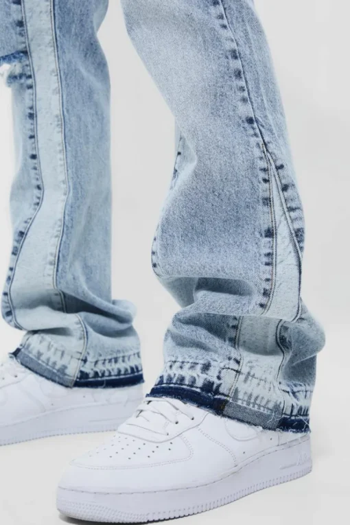 Slim Flare Distressed Gusset Panel Jeans