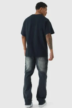 Slim Flared All Over Ripped Jeans With Let Down Hem