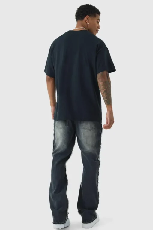 Slim Flared All Over Ripped Jeans With Let Down Hem