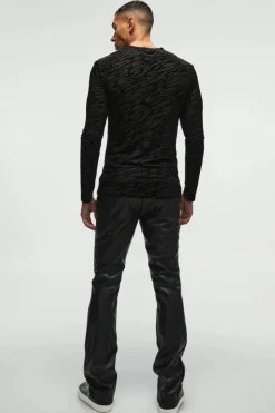 Slim Flared Pu Trousers