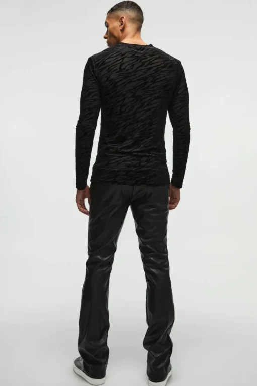 Slim Flared Pu Trousers