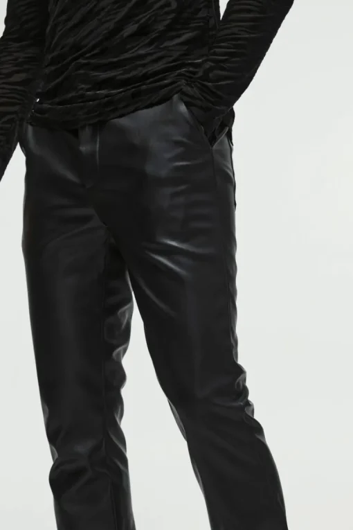 Slim Flared Pu Trousers