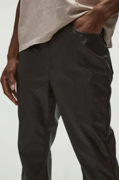 Slim Flared Woven PU Trousers