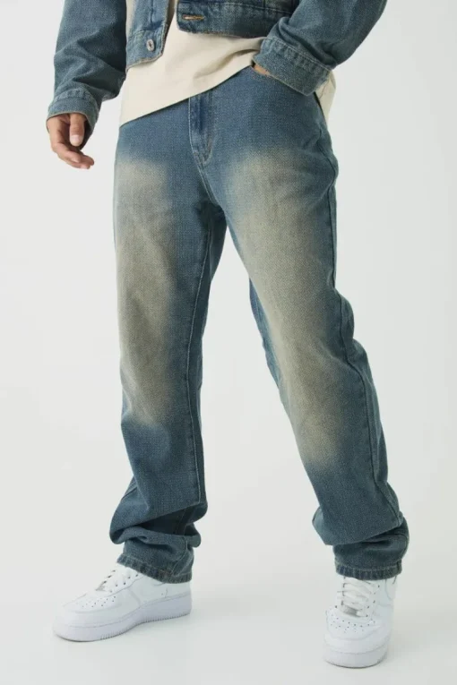 Slim Rigid Flare Herringbone Fabric Interest Jeans