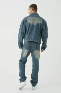 Slim Rigid Flare Herringbone Fabric Interest Jeans