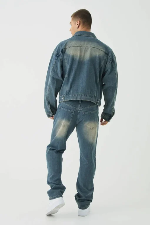 Slim Rigid Flare Herringbone Fabric Interest Jeans