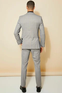 Slim Single Breasted Check Suit Jacket