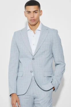Slim Single Breasted Checked Blazer