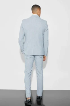 Slim Single Breasted Checked Blazer