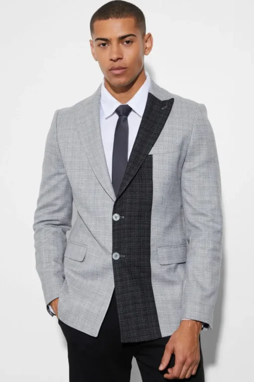 Slim Single Breasted Contrast Lapel Blazer