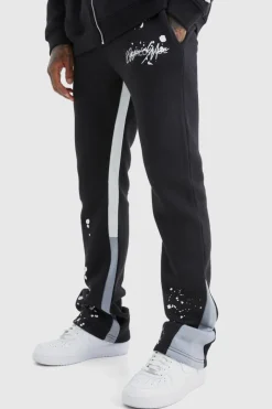 Slim Stacked Flare Jogger With Gusset Panel