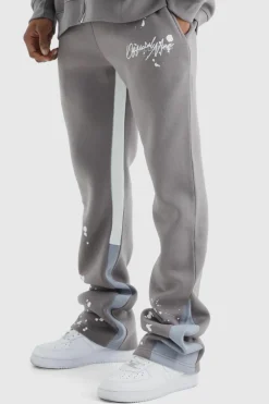 Slim Stacked Flare Jogger With Gusset Panel