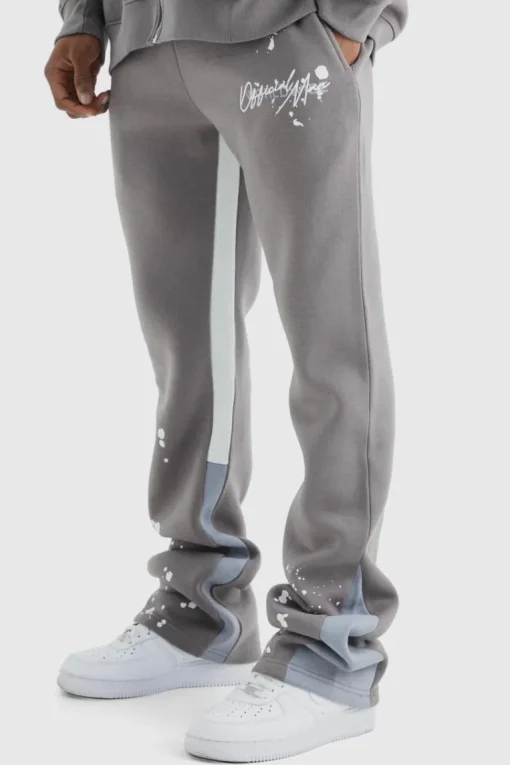 Slim Stacked Flare Jogger With Gusset Panel