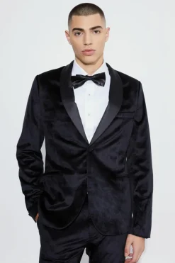 Slim Velvet and Satin Lapel Suit Jacket